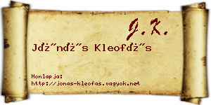 Jónás Kleofás névjegykártya